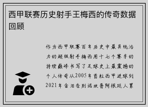 西甲联赛历史射手王梅西的传奇数据回顾